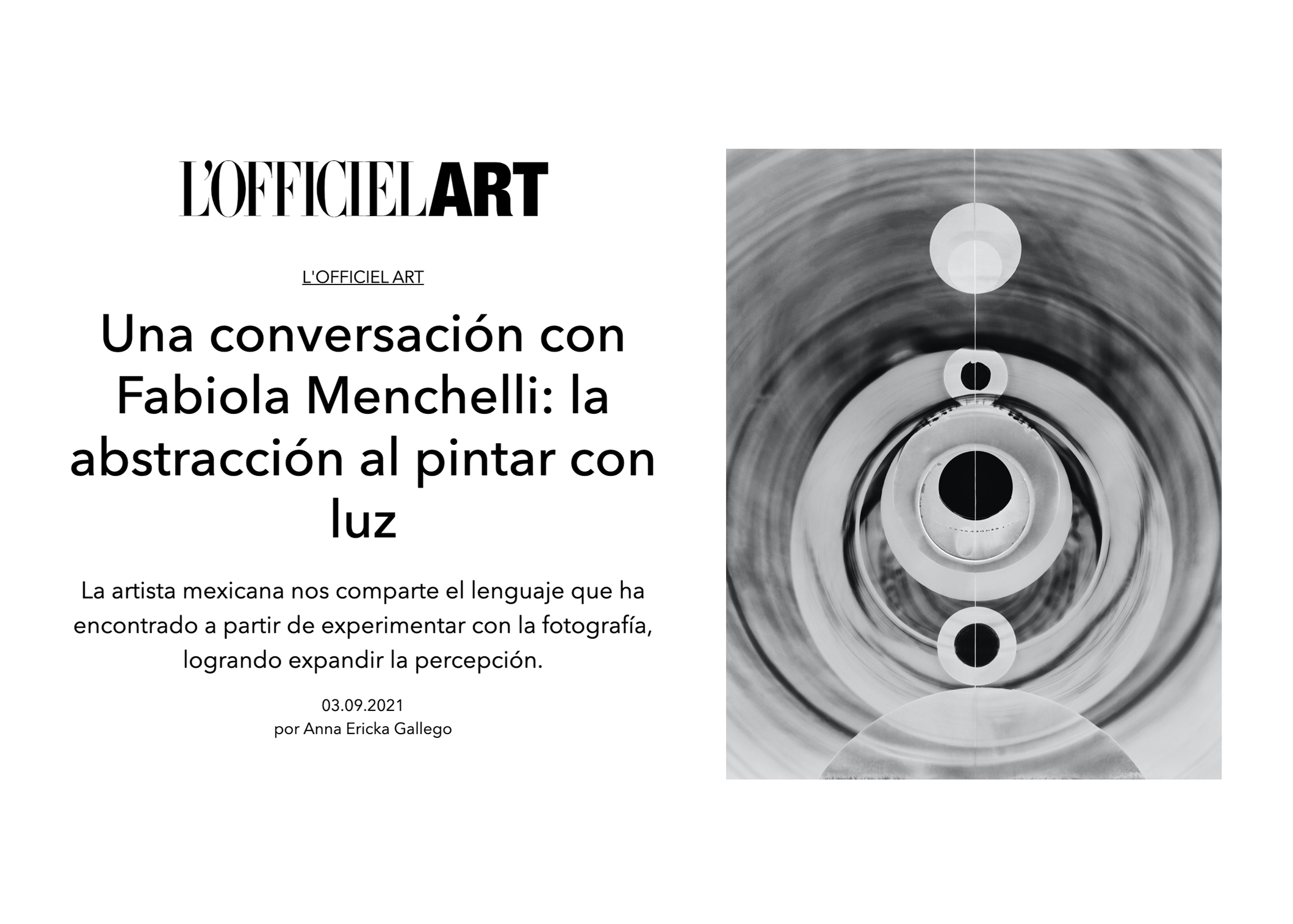 Entrevista a Fabiola Menchelli L’Officiel Art México